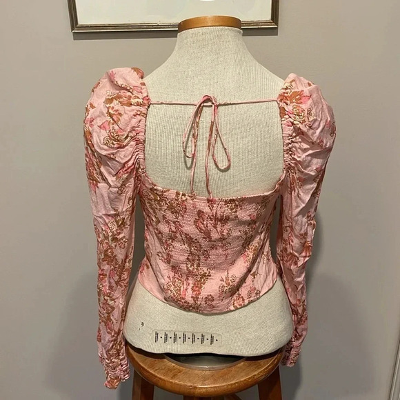 NWT!! Free People - Hilary Floral Crop Top - Pink Combo - Size S - Picture 7 of 9